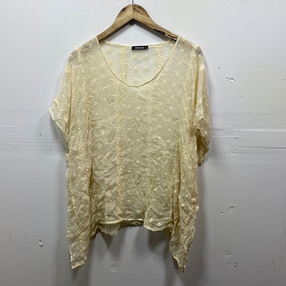 Dolce Cabo Silk Chiffon Embroidered Tunic Medium